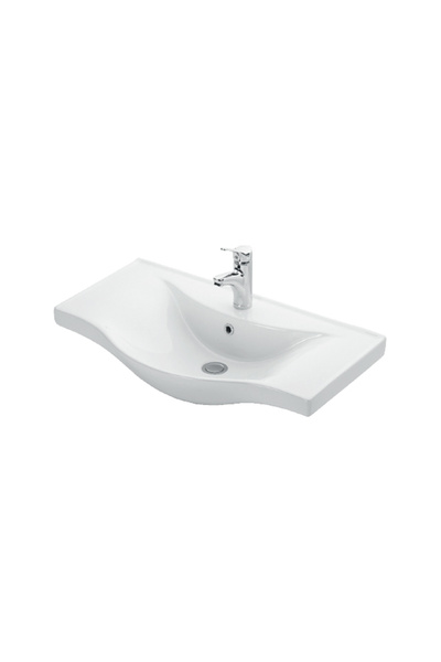 ÖZCEDEN Yıldız 80 cm Beyaz MDF Seramik Lavabolu Ayaklı Banyo Alt Dolabı