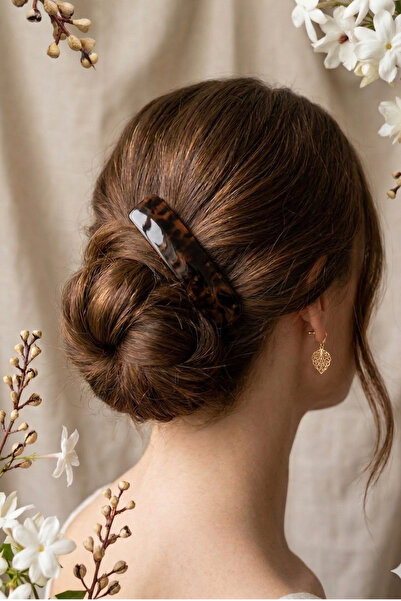 PETEK AKSESUAR Μεγάλη φουρκέτα με κόκκαλο με αυτόματο κλιπ