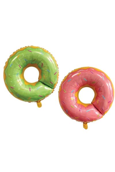partidolu بالون فويل على شكل دونات أخضر وردي اللون 86 × 86 سم 2 قطعة هوا