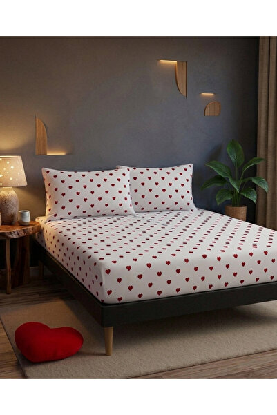 EVRİZON طقم ملاءات جاهزة من القطن بنمط قلب