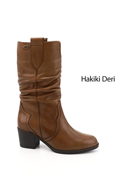 GÖNDERİ(R) حذاء نسائي/بنات بني عتيق بكعب سميك من الجلد الطبيعي