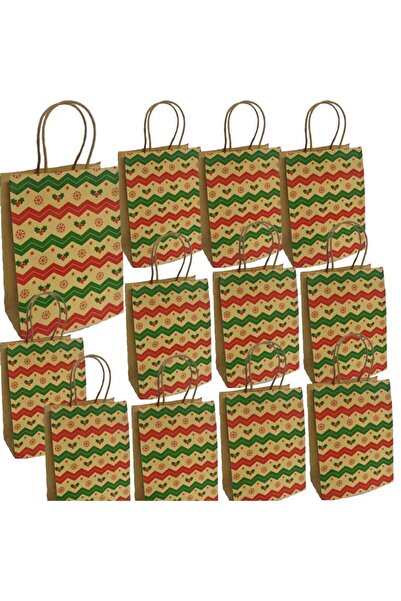 partidolu cu curele Pungă cadou de Crăciun Kraft geantă sì 21x15 cm 12 bucăți...