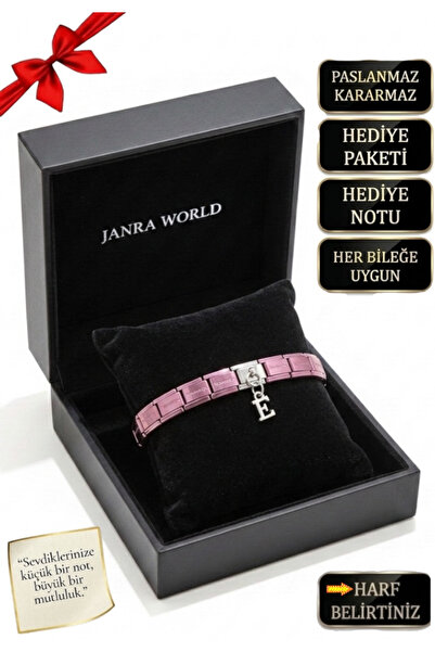 JANRA WORLD İtalyan Charm Bileklik - Kişiye Özel Harfli Bileklik Paslanmaz Çe...