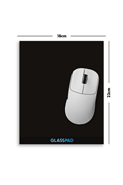 GlassPad Cam Mouse Pad - Siyah - Premium Temperli Cam - 18x22 Cm [S]