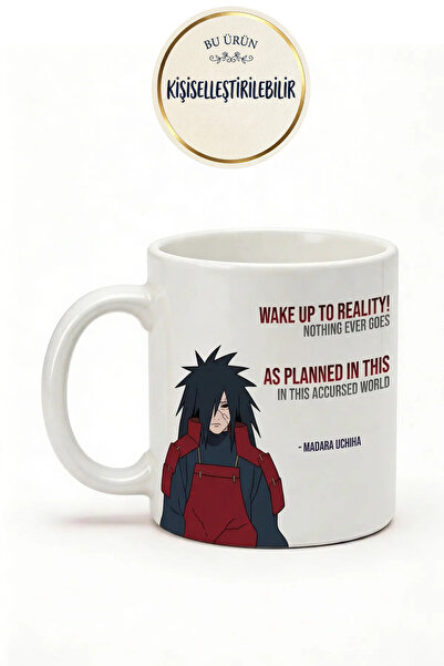 DeseneBak Uchiha Madara Baskılı Seramik Hediye Kupa Bardak Kişiye Özel Kişise...