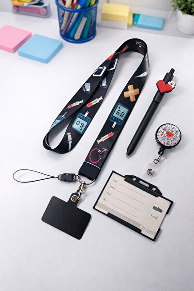 excarpin Σετ νοσοκόμας Θήκη για κάρτα με κορδόνι λαιμού Yoyo Λευκό δοχείο για...