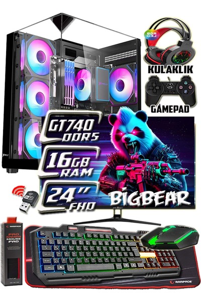 WARBOX BigBear 24" Monitör Xeon X5650 32gb Ram 256gb Ssd 250gb Hdd GT740 DDR5...