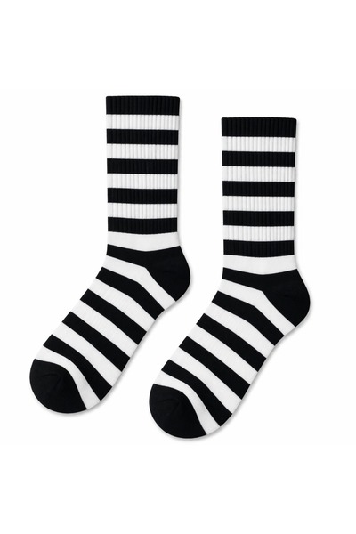 CARNAVAL SOCKS Ασπρόμαυρες κρίκες πολύχρωμες αθλητικές κάλτσες
