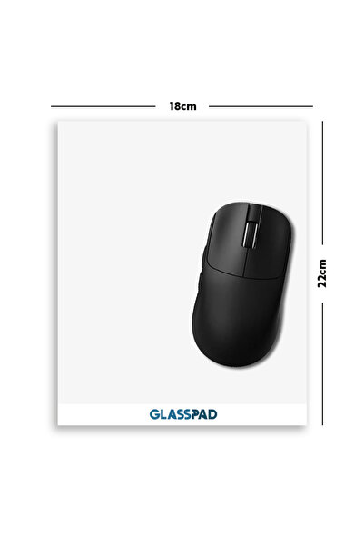 GlassPad Cam Mouse Pad - Beyaz - Premium Temperli Cam - 18x22 Cm [S]