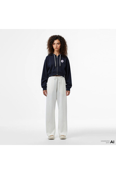 Converse Classic Kadın Fermuarlı Siyah Hoodie