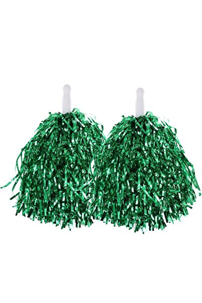 partidolu 1 Çift ( 2 Adet ) 25 cm Parlak Yeşil Renk 23 Nisan Gösteri Ponponu ...