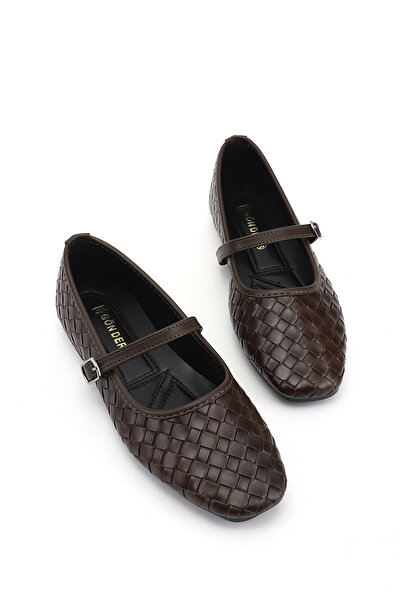 GÖNDERİ(R) Γυναικείες καφέ μπαλαρίνες Mary Jane