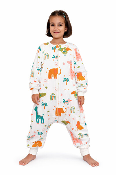 RUKİYE YAVUZ Pamuk Pazen Kollu Çocuk Uyku Tulumu %100 Pamuk Çift Kat Pazen 20...