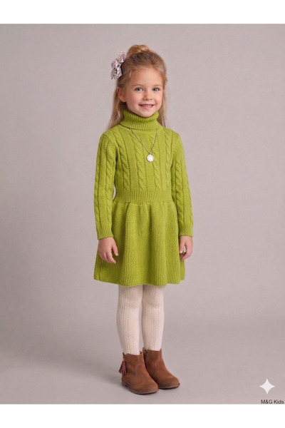 CLOUDY WEAR&DESİGN Rochie tricotată cu gât țesut împletit păr fetiță