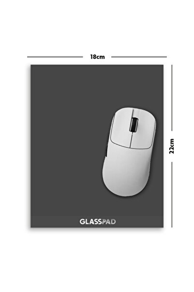GlassPad Cam Mouse Pad - Space Gray - Premium Temperli Cam - 18x22 Cm [S]