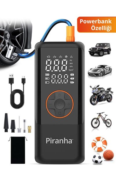 Piranha 11318 Dijital Göstergeli Akıllı Hava Kompresörü / 150 PSI / Araba-Mot...