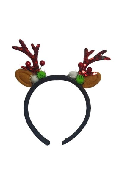 partidolu Коледна корона Kokina с пайети и еленови рога, декорирана в червен ...
