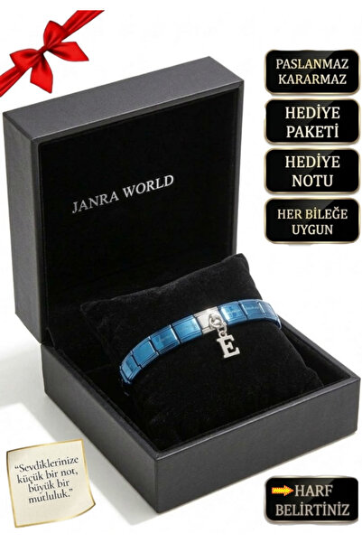 JANRA WORLD İtalyan Charm Bileklik - Kişiye Özel Harfli Bileklik Paslanmaz Çe...