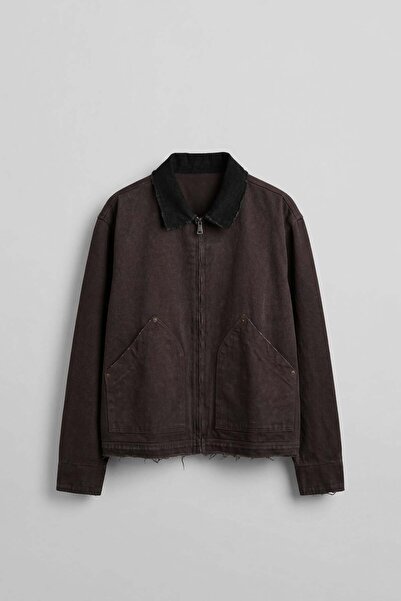 ablukaonline Jachetă pentru bărbați cu guler contrastant, lavabilă, cu potriv...