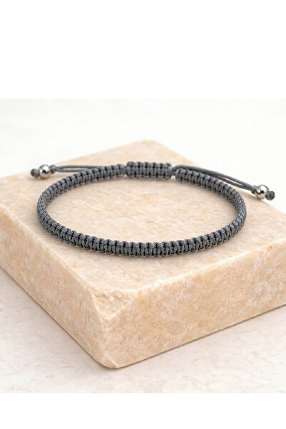 TREND سوار سيرفر مكرامية رمادي محبوك للجنسين - مقاوم للماء، مصنوع يدويًا وقاب...