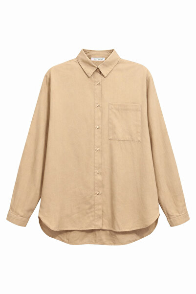 Mixray 9942 Women's Oxford Long Sleeve Basic Shirt Mink