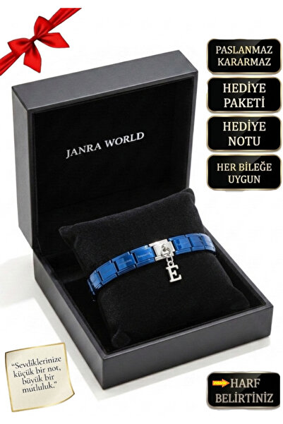 JANRA WORLD İtalyan Charm Bileklik - Kişiye Özel Harfli Bileklik Paslanmaz Çe...