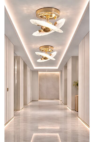 burenze Luxury Exclusive Plafonyer Tavan Led Avize Gold Sarı Ledli Avize