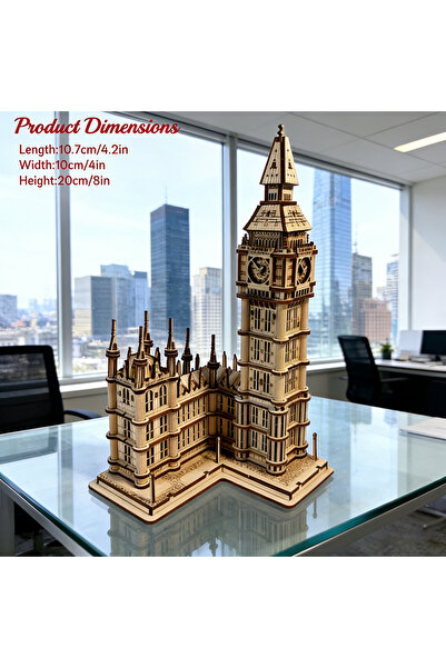 Choice ساعة بيج بن خشبية بيضاء يمكنك تركيبها بنفسك، أحجية ثلاثية الأبعاد إبدا...