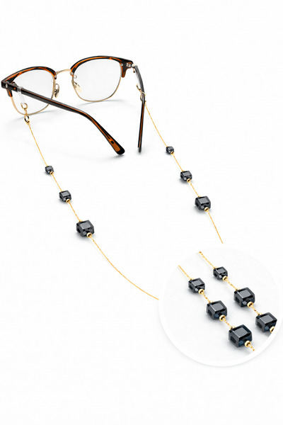 Optic Master Italian Chain Cube Stone Glasses Chain / Cord Anthracite