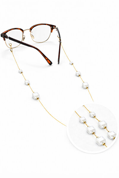 Optic Master Italian chain cube stone eyeglass chain / cord white