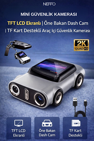 NEFFO Mini Araç Kamerası TFT LCD Ekranlı | Öne Bakan Dash Cam |TF Kart Destek...