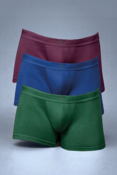 Doreanse بوكسر رجالي قطني متعدد الألوان 3 قطع 1742 - أخضر-أزرق-برقوق