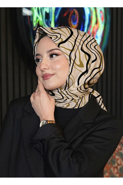 AFVENTE Dalga Desen Hardal Soft Pamuk Eşarp