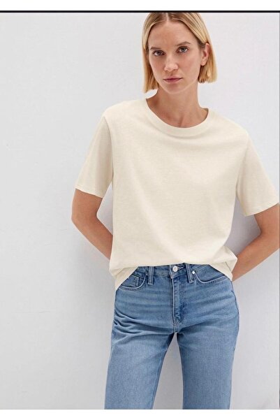 MONARCHMODA Γυναικείο T-shirt (PREMIUM ECRU ΚΟΝΤΟΜΑΝΙΚΟ T-SHIRT ΚΑΝΟΝΙΚΗΣ ΕΦΑ...