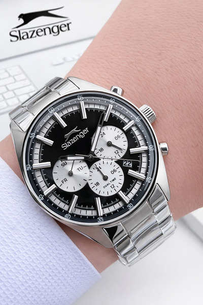 Slazenger Çelik Kordon İç Fonksiyonları Aktif 10 Atm Suya Dayanıklı Erkek Kol...