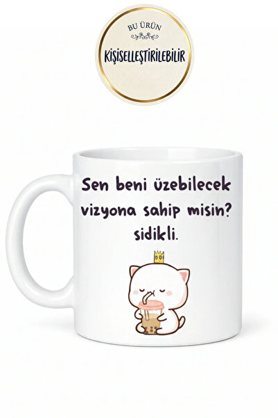 DeseneBak Komik Tasarım Kupa Bardak – ''Sen Beni Üzebilecek Vizyona Sahip Mis...