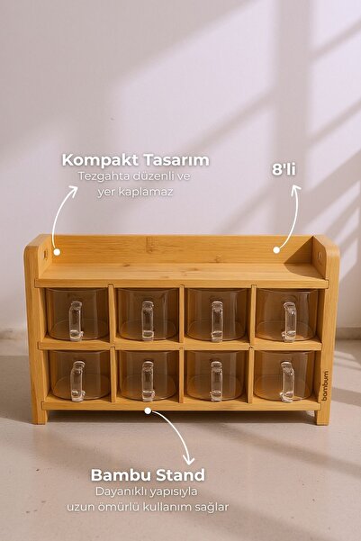 Bambum Tier Bamboo Cam Set of 8 Spice Jars