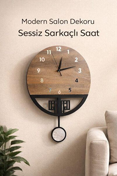 Nixar Desing Premium Sessiz Sarkaçlı Duvar Saati, Modern Salon Dekor, Duvar S...
