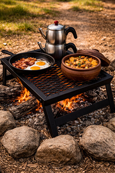 Ragno 30x40cm Ateş Üstü ızgara ,Taşınabilir Izgara ve Tencere Standı, Piknik ...