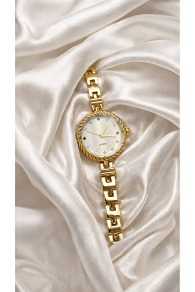 İnogge ساعة يد نسائية فاخرة من لشبونة - ساعة فاخرة مستديرة بحزام ذهبي من الفو...