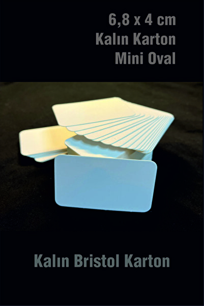 Örün Matbaa Mini Oval 6,8 x 4cm Ebat 100 Adet Oval Baskısız Boş Kartvizit 350 gr Kalın Karton