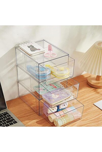 Arabest Stackable Makeup Organizers,Clear Acrylic Cosmetics Storage Drawers f...