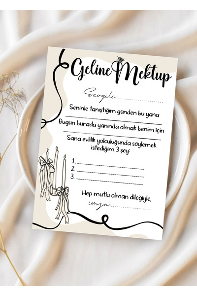 Pankart Evi Bekarlığa Veda Partisi GELİNE MEKTUP Tavsiye Kartı 9 Adet - Bride...