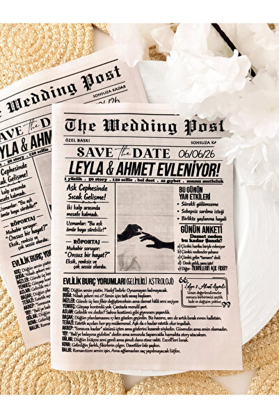 Pankart Evi Wedding Post Gazetesi 10 adet Kişileştirilebilir - Bekarlığa Veda...