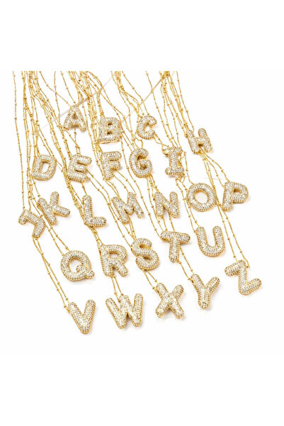 Pursehuit Colier auriu, realizat din oțel inoxidabil, cu pietre de zirconiu, ...