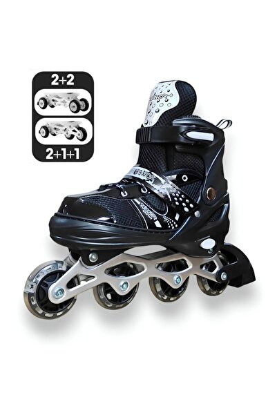 berattoys Light Roller Skates Silicone Wheel Metal Body 2+1 and 2+2 Adjustabl...