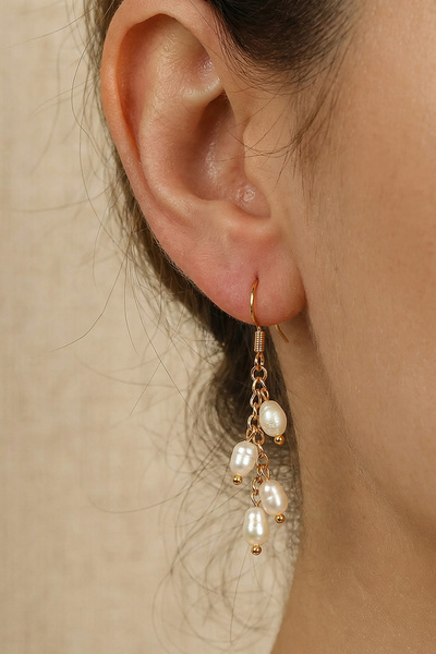 Taş Sandığı أقراط سالكام موديل إنسي ستيل - لون ذهبي