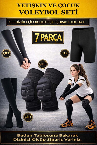 Liggo Yetişkin ve Çocuk Voleybol Dizliği Voleybol Kolluğu Tayt Çorap Seti 7 Prç