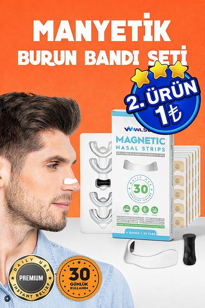 Wealtivo Premium Manyetik Burun Bandı Seti 30 Adet, Beyaz Horlama Azaltıcı Bu...