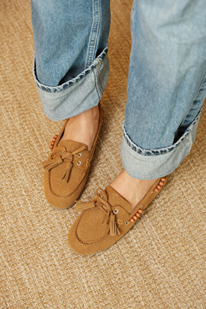 diclepolat Pantofi de damă din piele intoarsa maro, cu ciucuri, cu sireturi, ...